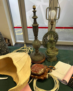 Repair Vintage Brass Lamps and Recovered Lampshade