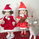 Santa outfits in velvet and satin for 20-24 inch doll, comes with hat, cape and dress and knickers