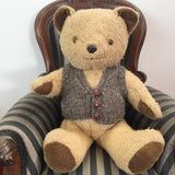 knnitted teddy bear vest with buttons soft brown