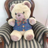 knitted teddy bear vest blue with buttons up front